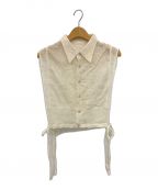 JANE SMITHジェーンスミス）の古着「LINEN MESH EMBROIDERY SHIRT BIBS」｜ベージュ