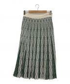 TORY BURCHトリーバーチ）の古着「BOX PLEATED JACQUARD SKIRT」｜グリーン