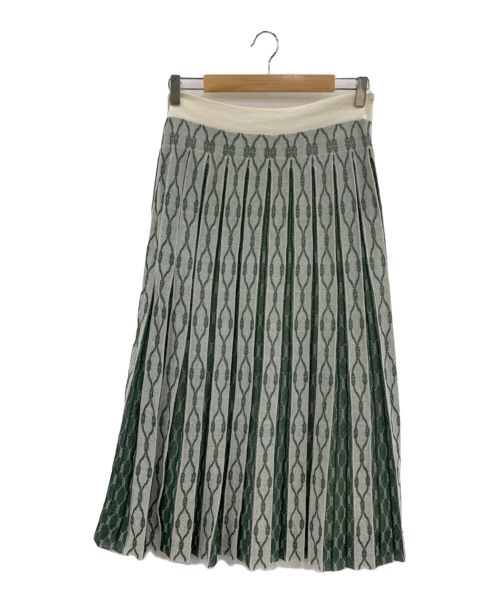 TORY BURCH（トリーバーチ）TORY BURCH (トリーバーチ) BOX PLEATED JACQUARD SKIRT グリーン サイズ:Mの古着・服飾アイテム