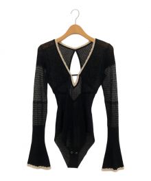 FETICO（フェティコ）の古着「LACE KNIT V-NECK BODYSUIT」｜ブラック