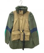 sacaiサカイ）の古着「Wool Melton×Grosgrain Blouson　21-05794」｜オリーブ×ブラウン