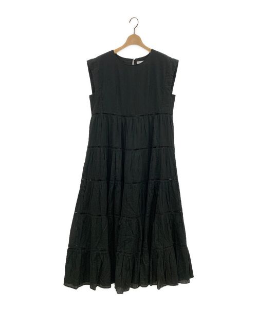 normment（ノーメント）normment (ノーメント) Shadow Stripe Cotton N/S Dress ブラック サイズ:-の古着・服飾アイテム