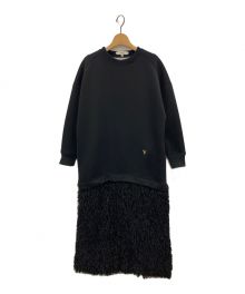 Venit（ヴェニット）の古着「feather×bonding dress」｜ブラック