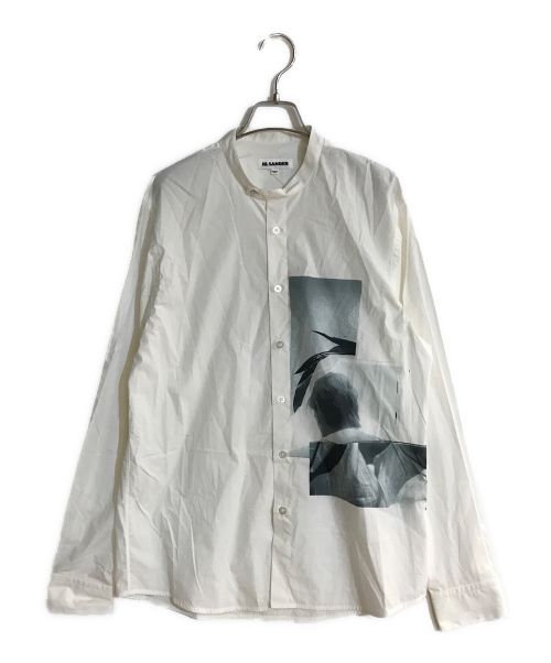 JIL SANDER（ジルサンダー）JIL SANDER (ジルサンダー) フォトプリントバンドカラーシャツ ホワイト サイズ:39の古着・服飾アイテム