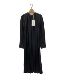 Acne studios（アクネ ストゥディオス）の古着「Gathered Neck Satin Dress」｜ブラック