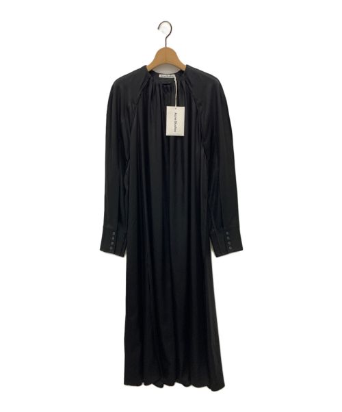 Acne studios（アクネ ストゥディオス）ACNE STUDIOS (アクネ ストゥディオス) Gathered Neck Satin Dress ブラック サイズ:32の古着・服飾アイテム