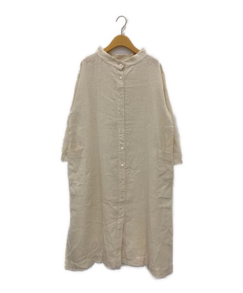 YARRA（ヤラ）YARRA (ヤラ) リネンウールシャツワンピース ベージュ サイズ:FREEの古着・服飾アイテム