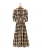 HER LIP TOハーリップトゥ）の古着「Chelsea Checked Tie Dress」｜ブラウン