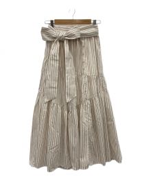 HER LIP TO（ハーリップトゥ）の古着「Cotton Blend Random Tiered Skirt」｜アイボリー