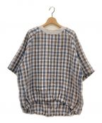 atelier naruseアトリエナルセ）の古着「linen ~multi check~ shibori hem pullover」｜グレー×ブラウン MIX