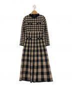 HER LIP TOハーリップトゥ）の古着「Plaid Jacquard Knit Dress」｜ブラウン×ブラック