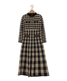 HER LIP TO（ハーリップトゥ）の古着「Plaid Jacquard Knit Dress」｜ブラウン×ブラック