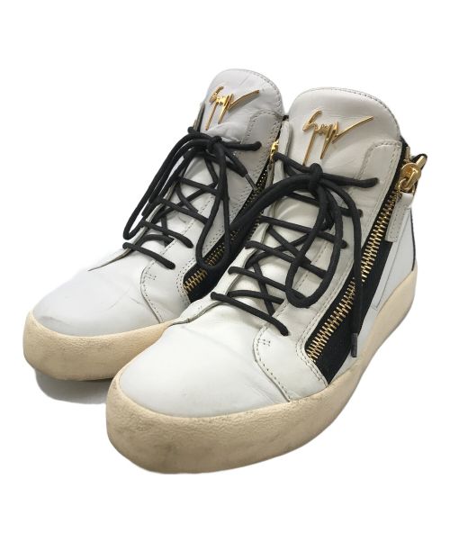 GIUSEPPE ZANOTTI（ジュゼッペザノッティ）GIUSEPPE ZANOTTI (ジュゼッペザノッティ) Leather Double Zip Sneakers ホワイト サイズ:41 1/2の古着・服飾アイテム