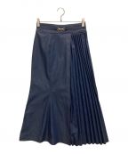 HER LIP TOハーリップトゥ）の古着「Pleated Denim-Effect Bit Skirt」｜インディゴ