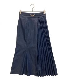 HER LIP TO（ハーリップトゥ）の古着「Pleated Denim-Effect Bit Skirt」｜インディゴ