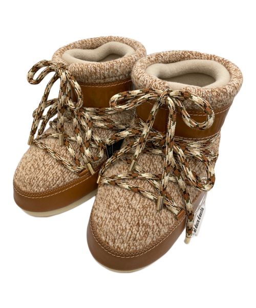 Chloe（クロエ）Chloe (クロエ) MOON BOOT (ムーンブーツ) BRUSHED CALF WITH KNIT MOON BOOT ブラウン サイズ:UK 4/5の古着・服飾アイテム