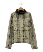 LE CIEL BLEUルシェルブルー）の古着「Scratched Check Knit Top」｜ベージュ