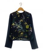 Mame Kurogouchiマメクロゴウチ）の古着「Floral Lame Printed Tops」｜ネイビー