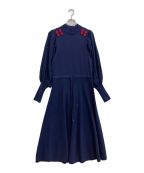 PAMEO POSEパメオポーズ）の古着「Mandarin Knit Dress」｜ネイビー