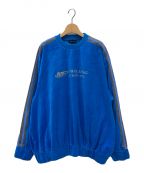 MAISON SPECIALメゾンスペシャル）の古着「Leather Side Line Velor Sweatshirt」｜ブルー