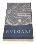 BVLGARI (ブルガリ) カシミヤシルクフリンジマフラー ネイビー×ベージュ：13000円