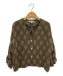 GREED International（グリードインターナショナル）の古着「ARGYLE CHECK JACQUARD パフスリーブブラウス」｜ブラウン