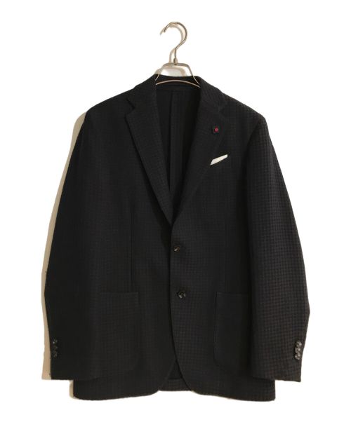 LARDINI（ラルディーニ）LARDINI (ラルディーニ) ジャカード段返りジャケット ネイビー×ブラウン サイズ:46の古着・服飾アイテム