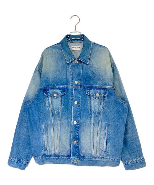 BALENCIAGA（バレンシアガ）BALENCIAGA (バレンシアガ) Spray Paint BB Logo Denim Jacket インディゴ サイズ:XSの古着・服飾アイテム