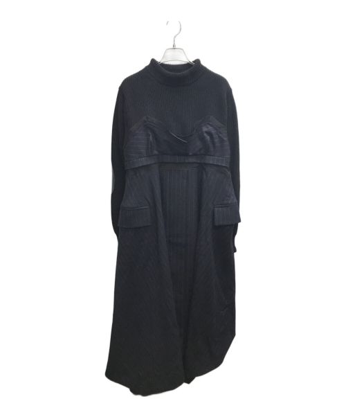 sacai（サカイ）sacai (サカイ) Wool Knit Chalk Stripe Dress / ウールニットチャルクストライプドレス ネイビー サイズ:1の古着・服飾アイテム