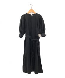 HYKE（ハイク）の古着「LINEN BALLOON SLEEVE MAXI DRESS」｜ブラック