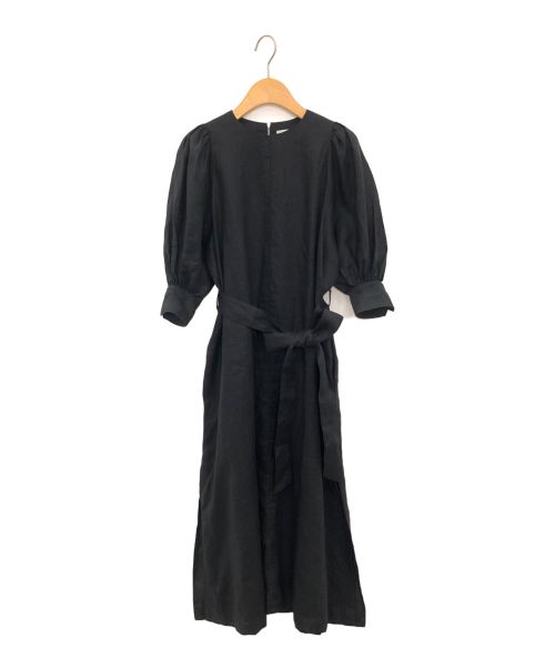 HYKE（ハイク）HYKE (ハイク) LINEN BALLOON SLEEVE MAXI DRESS ブラック サイズ:1 SMALLの古着・服飾アイテム