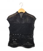 Mame Kurogouchiマメクロゴウチ）の古着「Cotton Lace Sleeveless Knitted Top」｜ブラック