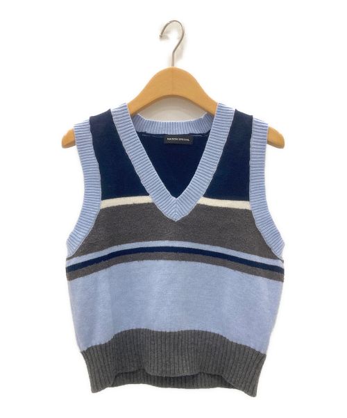 MAISON SPECIAL（メゾンスペシャル）MAISON SPECIAL (メゾンスペシャル) Bicolor Knit Vest ブルー サイズ:FREEの古着・服飾アイテム