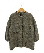 GREED Internationalグリードインターナショナル）の古着「KASURI ClassicTweed Puff JACKET」｜グリーン