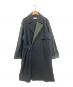 taupeトープ）の古着「Leather Sleeve Wrap Coat」｜ブラック