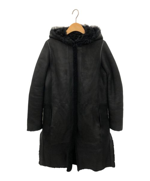 yves salomon（イヴサロモン）yves salomon (イヴサロモン) Textured Shearling Coat ブラック サイズ:36の古着・服飾アイテム