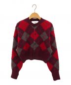 JOHN MASON SMITH JANE SMITHジョンメイソンスミス ジェーンスミス）の古着「7G ARGYLE CREW CARDIGAN」｜レッド