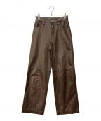 MAISON SPECIALメゾンスペシャル）の古着「Washed Vegan Leather Wide Straight Pants」｜ブラウン