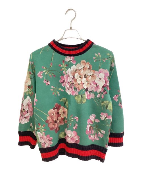 GUCCI（グッチ）GUCCI (グッチ) フローラルプリントクルーネックスウェット グリーン サイズ:Mの古着・服飾アイテム