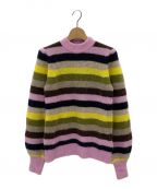 GANNIガニー）の古着「Puff-Sleeve Striped Sweater」｜ラベンダー