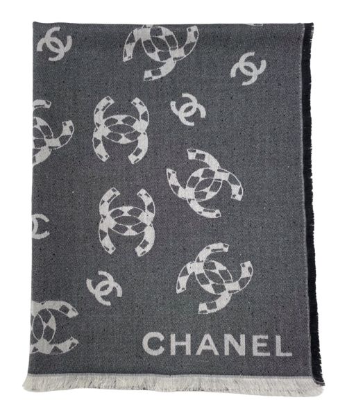 CHANEL（シャネル）CHANEL (シャネル) ココマーク カシミヤ 大判ストール グレーの古着・服飾アイテム