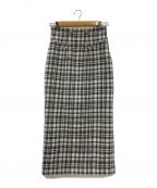 HER LIP TOハーリップトゥ）の古着「Over Check Wool-Blend Skirt」｜ブルー