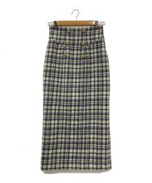 HER LIP TO（ハーリップトゥ）の古着「Over Check Wool-Blend Skirt」｜ブルー