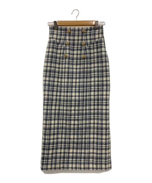 HER LIP TO（ハーリップトゥ）Her lip to (ハーリップトゥ) Over Check Wool-Blend Skirt ブルー サイズ:Ｓの古着・服飾アイテム