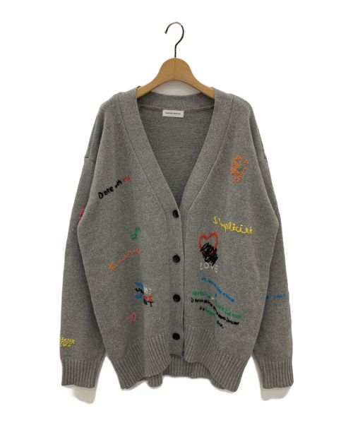 MAISON SPECIAL（メゾンスペシャル）MAISON SPECIAL (メゾンスペシャル) Life Word Embroidery Knit Cardigan グレー サイズ:FREEの古着・服飾アイテム