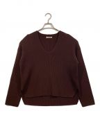 AURALEEオーラリー）の古着「SUPER FINE WOOL RIB KNIT V NECK P/O」｜ブラウン