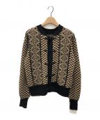 Ameriアメリ）の古着「UND HERRINGBONE JACQUARD KNIT CARDIGAN」｜ベージュ×ブラック