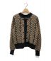 AMERI（アメリ）の古着「UND HERRINGBONE JACQUARD KNIT CARDIGAN」｜ベージュ×ブラック