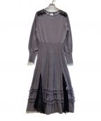 HER LIP TOハーリップトゥ）の古着「Lace Trimmed Knit Long Dress」｜パープル