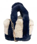 GOOD GRIEF!グッドグリーフ）の古着「FAUX FUR TOTE BAG SMALL」｜ネイビー×ベージュ